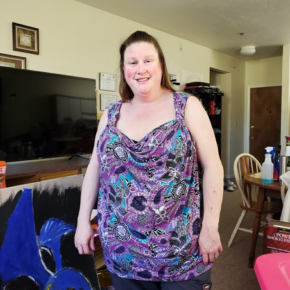 Plus Size Colorful dressy, paisley pattpattern top